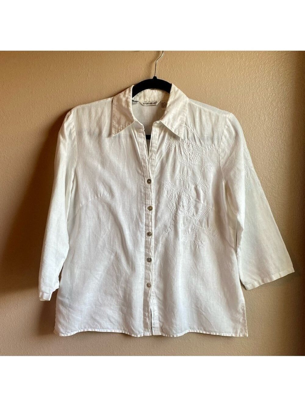 Richard Malcolm Shirt Women’s Size Small White Irish Linen button up Shirt